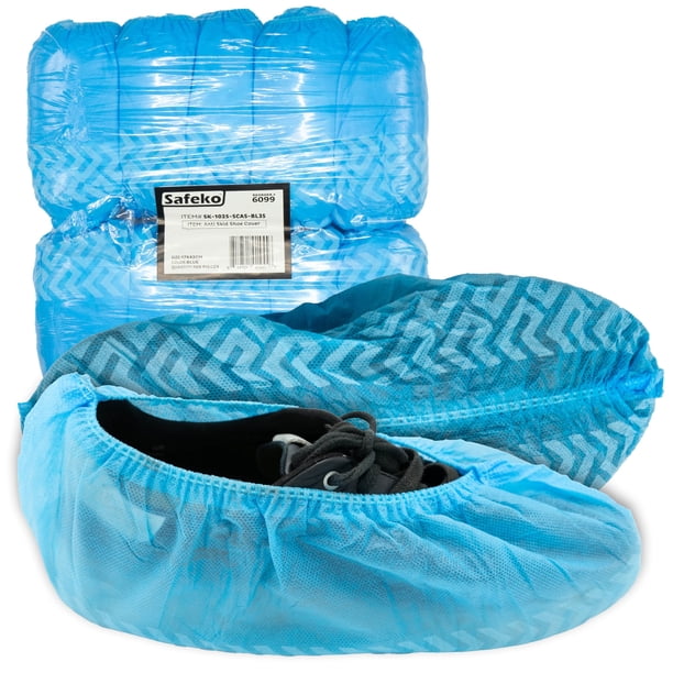 Cubrezapatos desechables SAFEKO, paquete de 100, antideslizantes, azules