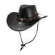 thumbnail image 3 of Sombrero de vaquero occidental, accesorios hechos a mano para mujeres y hombres, sombrero de cuero para el sol al aire libre con Negro, 3 of 9