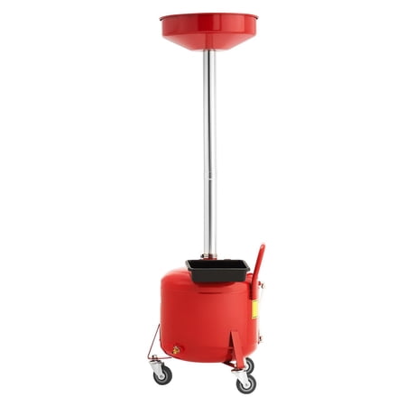 8 Gallon Portable Waste Oil Drain Tank with Adjustable Funnel Height Wheels Toolbox for Auto Repair Shops Industrial Fluid Drainage Red