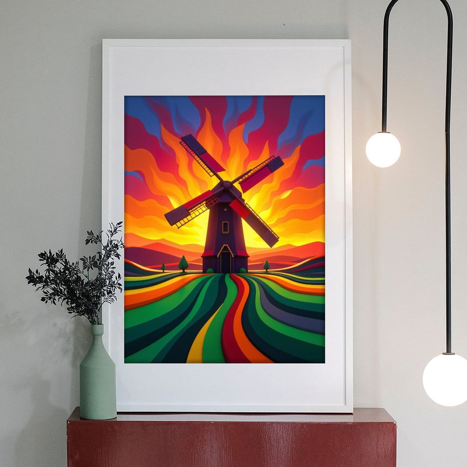 Diamond Art Kit for Adults, Bright Windmill Sunset Field Diamond Painting for Adults Beginners, DIY Diamond Art Painting Kits, 5D Diamond Painting Crafts for Home Decor 12x16 Frameless