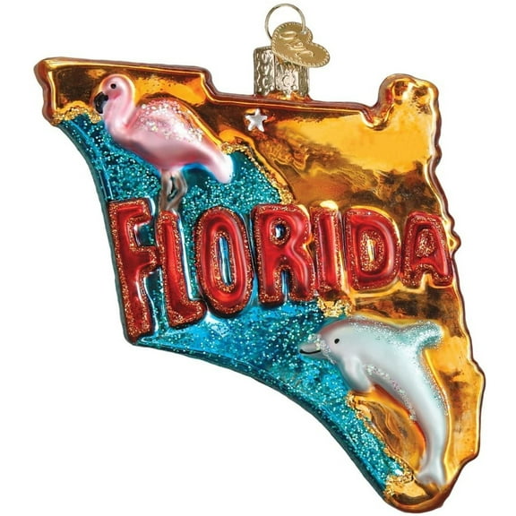 Old World Christmas State of Florida Outline Glass Ornament 36198  New