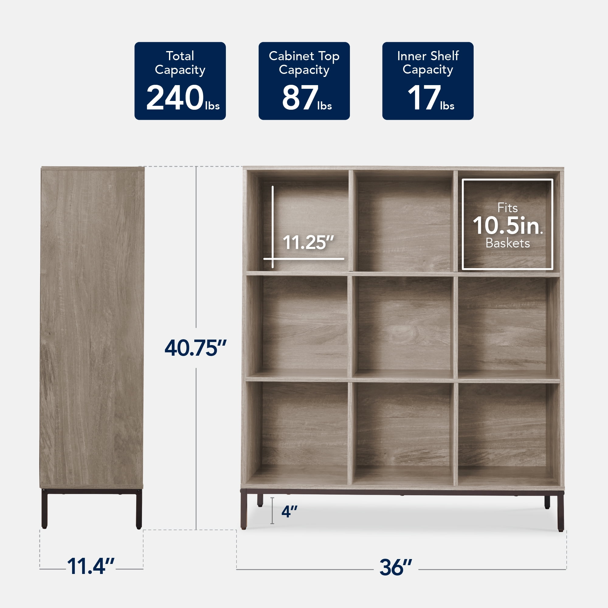 Best Choice Products Elevated 9-Cube Storage Organizer, 11in Shelf, Bookcase, Display Shelf, w/ Metal Legs  Greige