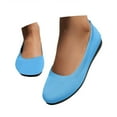 thumbnail image 3 of Xiaoxatg Women's Knitted On Ballet Flexible Soft Round Toe Walking Comfort Shoes Breathable Low Heel Everyday Wear Versatile Design 8 Light Blue, 3 of 7