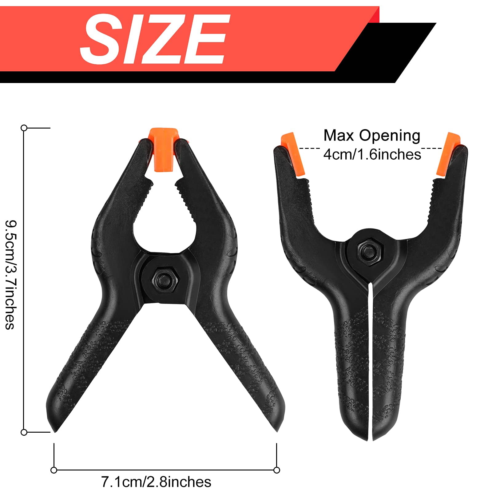 12 Pack 3.5inch Plastic Spring Clamps for Crafts Woodworking Photography Backdrop Stand Heavy Duty Small Clips Black