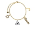 thumbnail image 2 of Delight Jewelry Silvertone Enamel Soccer ball ''Rocks'' Goldtone Dream Big Charm Bracelet, 7.5+2" Extender, 2 of 4