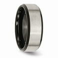 thumbnail image 4 of Titanium Beveled Edge Black IP-plated 8mm Brushed Center Band Size: 12; for Adults and Teens; for Women and Men, 4 of 6