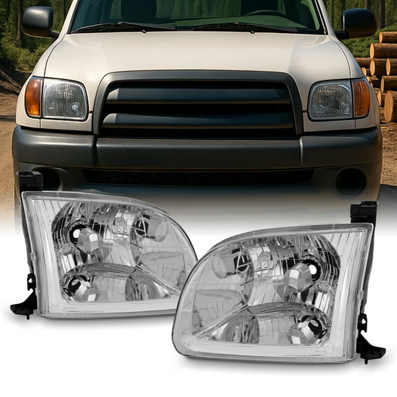 AKKON - For 2000-2004 Toyota Tundra Regular | Acees Cab OE Chrome Replacement Headlight [W/O Corner Light]