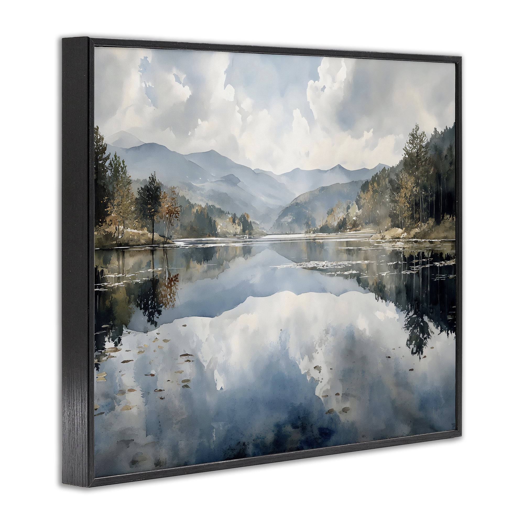 Stupell Industries Nature's Reflection on Mountain Lake Black Framed Giclee Art, design by Franklyn Gregory