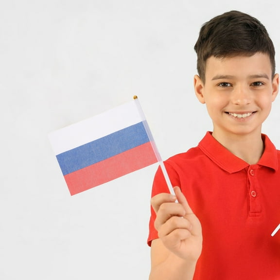LOLIPPYY 20Pcs Small Russian Party Flags on Polyester Sticks Portable for Outdoor Festive Events