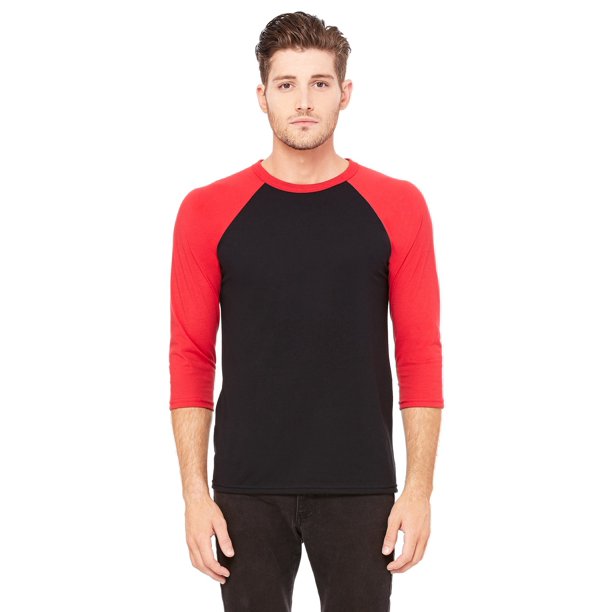 Download BELLA+CANVAS - The Bella + Canvas Unisex 3/4 Sleeve Baseball T-Shirt - BLACK/ RED - M - Walmart ...