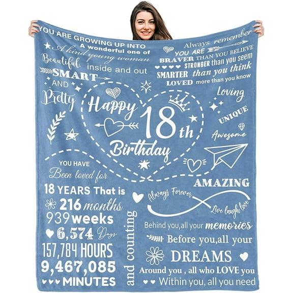 18 Year Old Girl Gifts for Birthday, Best Gifts for Happy 18th Birthday Decorations, Gift Ideas for 18 Year Old Girls Throw Blanket 50 "X60