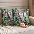 thumbnail image 2 of 2 Pack Outdoor Waterproof Throw Pillow Covers,Abstract Ethnic Elephant Flower Leaf Decorative Square Patio Pillowcases for Chair Couch Sofa 16x16in, 2 of 9