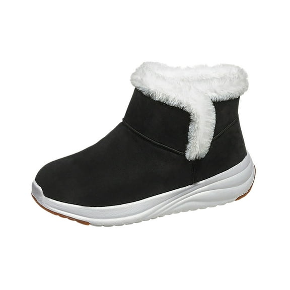 Dasayo Black Booties for Women Snow Ankle Furry Comfy Winter Casual Slip on Shoes Women's Shoes 36