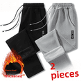 thumbnail image 4 of Pantalones casuales gruesos con forro polar para otoño/invierno para hombre, pantalones largos holgados de pierna recta para adelgazar suavemente., 4 of 4