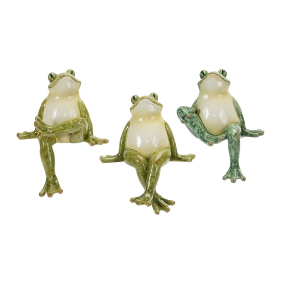 Melrose Set of 3 Frog Shelf Sitters Tabletop Decor 7"