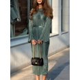 thumbnail image 3 of Women's Long Sleeve Maxi Dress Scoop Neck Bodycon Casual Dresses Going Out Outfits Green M, 3 of 8