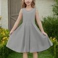 thumbnail image 6 of Spazoro Little and Big Girls Dresses, Round Neck Solid Color Sleeveless Waist Cinched Stretchy Dresses for Girls Gray Size 9 T, 6 of 9