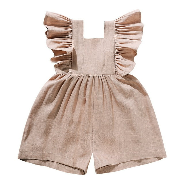 Girls' Jumpsuits Rompers Summer Clothes for Teens wiith Pockets Wide Leg Jumpsuit Preppy Clothes 12-18 Months