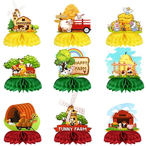 9 Pieces Farm Birthday Party Supplies for Kids Happy Farm Decorations 3D Animals Honeycomb Centerpieces Farm Barn Themed Cake Balls Centerpiece Decorations for Farm Animals 3D Table Decoration 9 Pieces Farm Birthday Party Supplies for Kids Happy Farm Decorations 3D Animals Honeycomb Centerpieces Farm Barn Themed Cake Balls Centerpiece Decorations for Farm Animals 3D Table Decoration