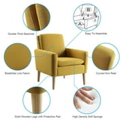 Modern Accent Fabric Chair Single Sofa Comfy Upholstered Arm Chair Living Room Furniture Mustard Yellow