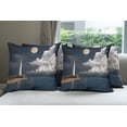 thumbnail image 6 of Ambesonne Moon Throw Pillow Cover 4 Pack, Old Lighthouse by Sea, 18", Dark Blue Ivory White, 6 of 7