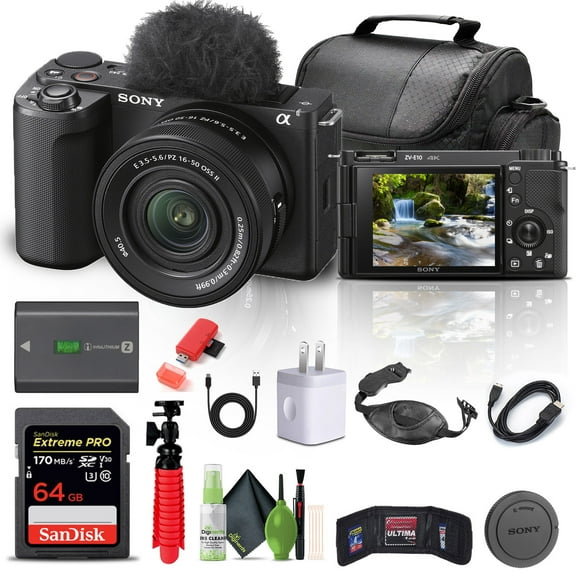 Sony Alpha ZV-E10 II Mirrorless Camera with 16-50mm Lens, Black   Accessory Kit (International Model)