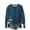 1-Dark Blue, variant on Women's Striped Print Knitted Crew Neck Button Front Long Sleeve Hoodless Soft Comfortable Casual Fashion Cardigan Jacket for Daily Wear Outings
