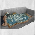 thumbnail image 5 of Folk Soft Flannel Fleece Throw Blanket, Nordic Style Square Ornament with Snowflake Like Motif, Cozy Plush for Indoor and Outdoor Use, 70" x 90", Sea Blue Sand Brown, by Ambesonne, 5 of 5
