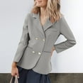 thumbnail image 2 of Breezora Women's Lapel Button Front Long Sleeve Work Coat Casual Professional Style With Pockets S Size Grey, 2 of 9