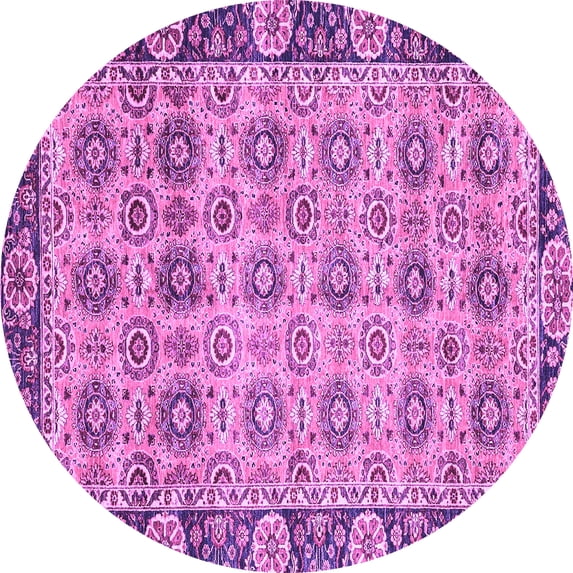 Ahgly Company Indoor Round Abstract Purple Modern Area Rugs, 3' Round
