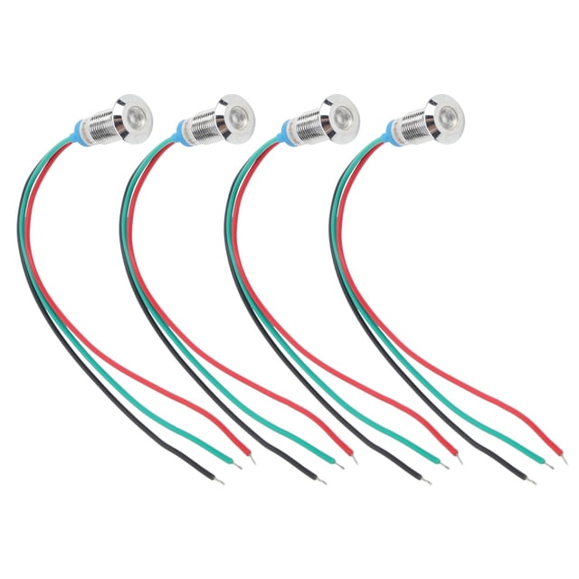 Juego de 4 luces indicadoras LED de metal, lámpara de cátodo común, componentes de control industrial, 8 mm, 12-24 V, rojo y verde