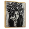 thumbnail image 3 of Portrait Of A Young Woman With Flowers III 24 in x 32 in Framed Painting Canvas Art Print, by Designart, 3 of 5