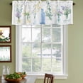 thumbnail image 3 of Spring Floral Curtain Valances for Windows, Kitchen Valance Window Treatments Panel 2 Pack, Eucalyptus Leaves Botanical Summer Rod Pocket Short Curtains for Bathroom Bedroom 42 x 12 Inch, 3 of 8