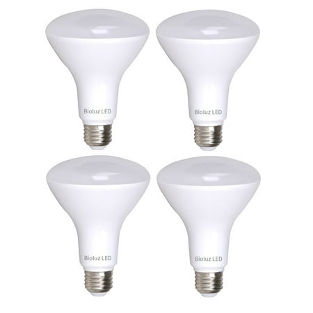 4 Pack Bioluz LED BR30 LED Dimmable Indoor / Outdoor Flood Light Bulbs Soft White 3000K
