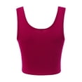 thumbnail image 3 of A2Y Women's Fitted Rayon Scoop Neck Sleeveless Crop Tank Top Fuchsia S, 3 of 3
