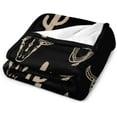 thumbnail image 2 of Bull Skull Blanket Vintage Western Cactus Longhorn Cow Skull Bohemian Black Soft Cozy Lightweight Throw Blanket for Children Boys Men Bedroom Living Room Dorm Chair Sofa Travel50x60in, 2 of 5