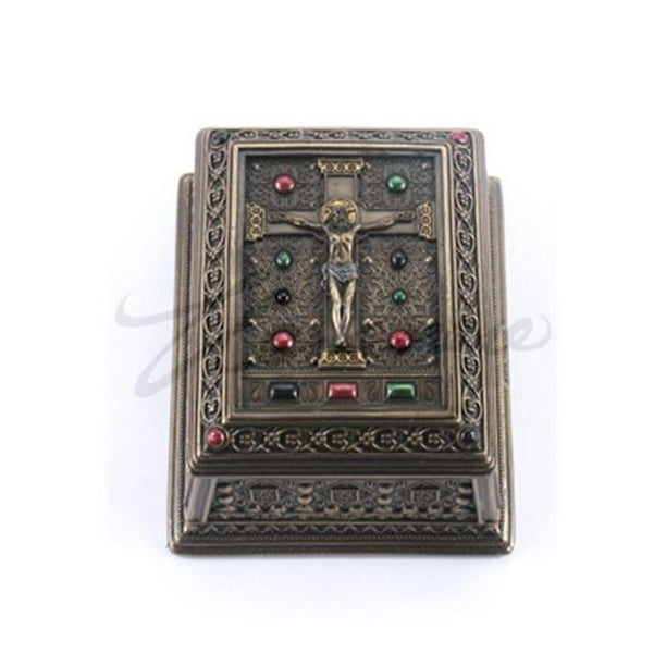 Veronese Design WU75899A4 Crucifixion Square Decorative Trinket Box