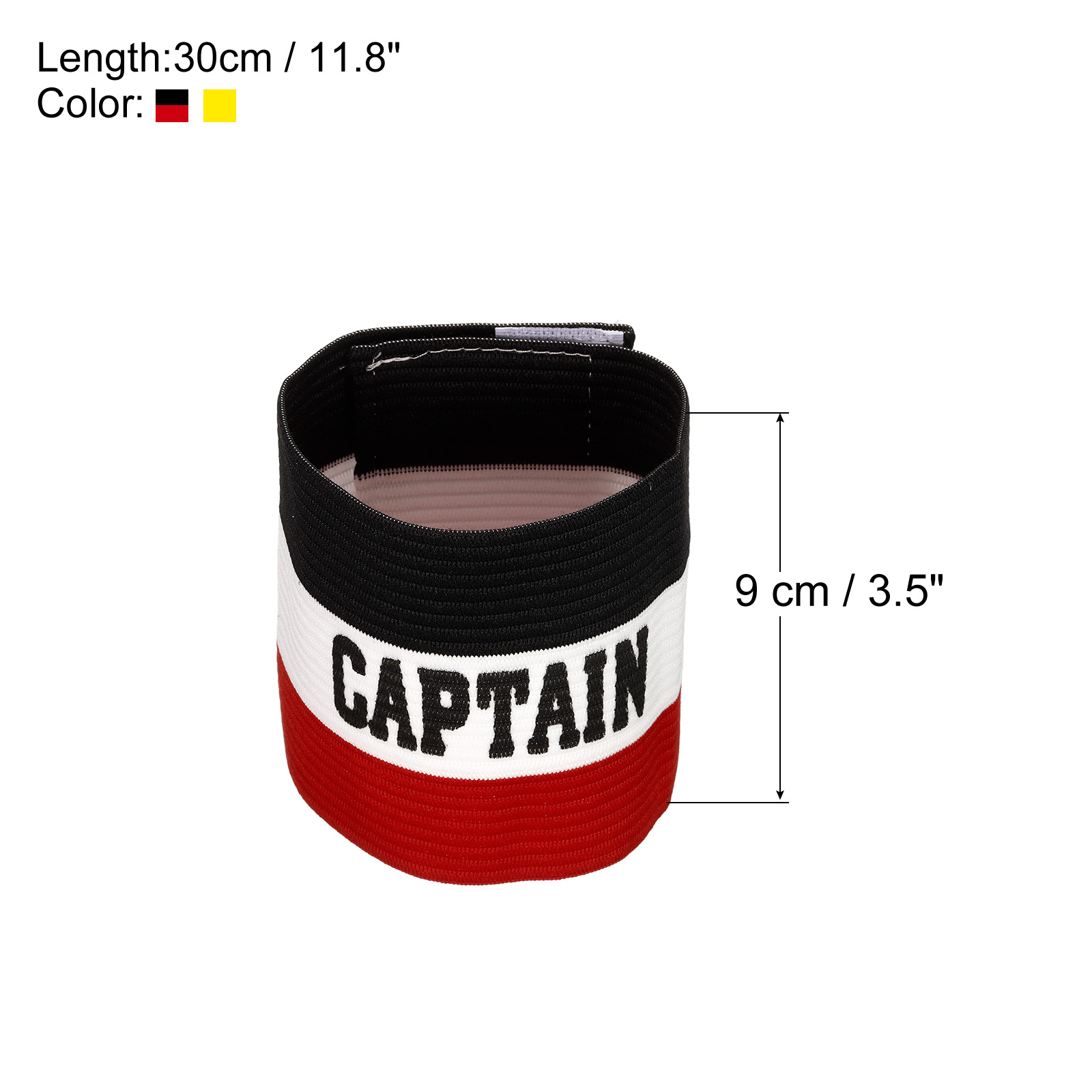 Unique Bargains Captain's Armband Elastic Arm Band 2 Pack Black Red Yellow