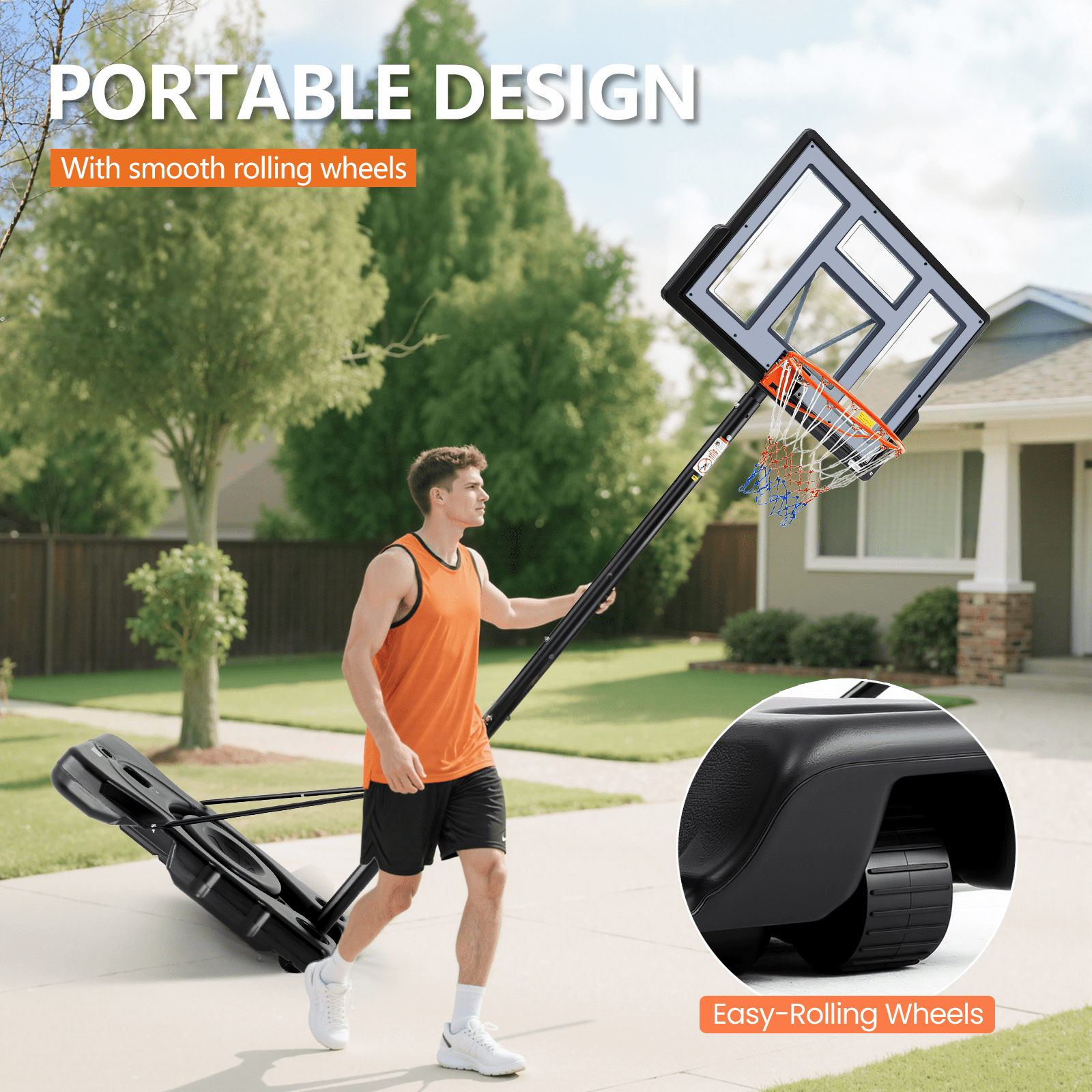 SHOUFTW 10 ft Basketball Hoop, Adjustable Portable System for Kids Youth & Adults, Indoor Outdoor Training Practice with Sturdy Stand, Gray