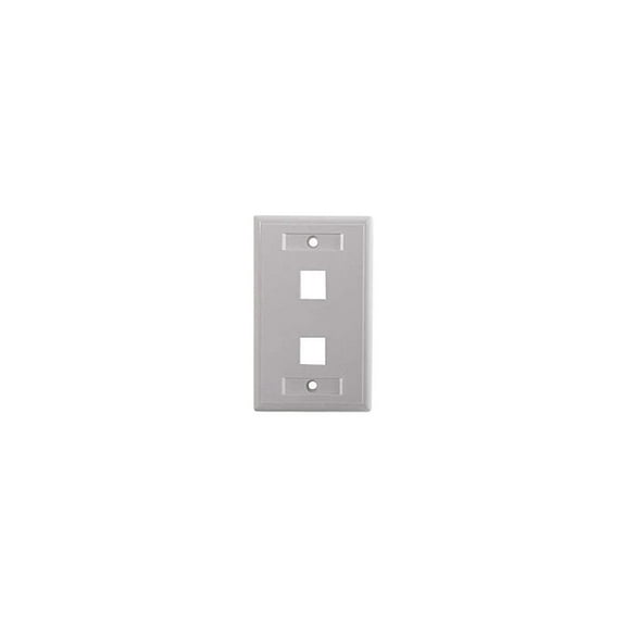 C2G Two Port Keystone Single Gang Wall Plate - White - 2 x Socket(s) - 1-gang - White