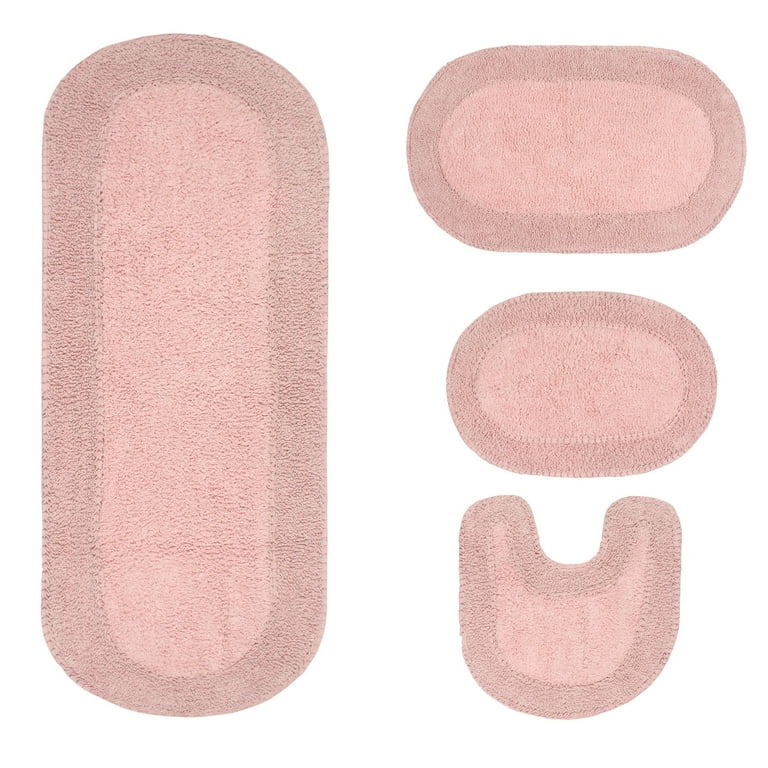 Home Weavers Inc Modesto Collection Pink Cotton 2 Piece Bath Rug Set