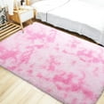 thumbnail image 2 of LOCHAS Soft Area Rugs Tie-dyed Print Shaggy Fluffy Carpets for Living Room Bedroom Nursery Kids Play Mat 4'x6', Pink, 2 of 7