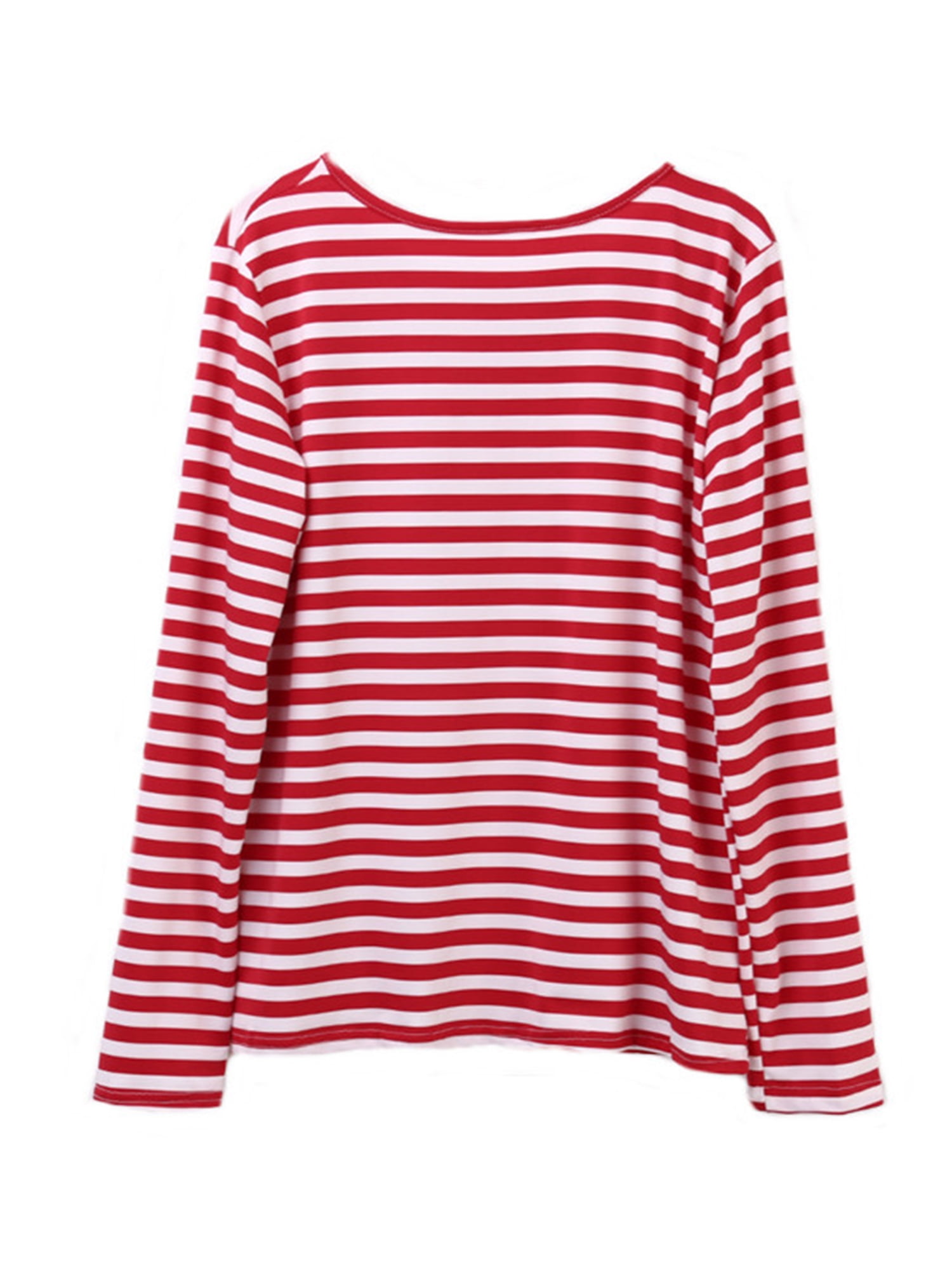 Red White Striped Tshirt Women Long Sleeve Cotton Loose Tee T Shirt Female Basic O-Neck Tops - Walmart.com