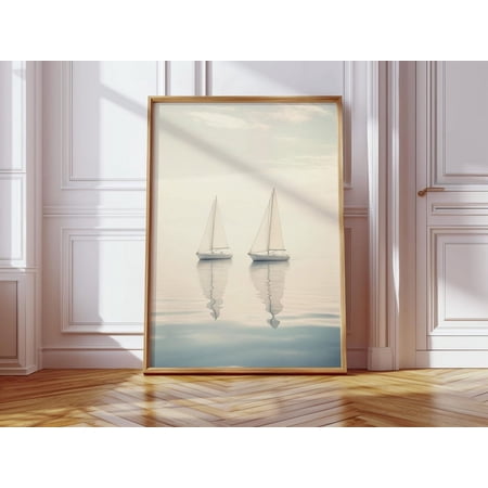 Minimalist Sailboat Tranquil Coastal Print With Reflections Nautical Decor For Lakehouse Or Beach House Wall Art, Modern Wall Decor, 8x12 UNFRAMED