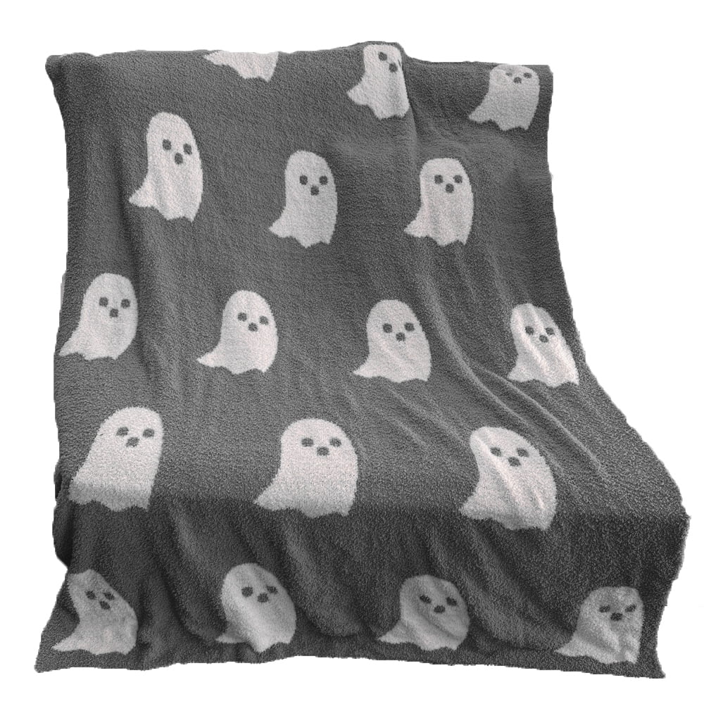 Ghosts Blanket Soft Comfortable Breathable Halloween Throw Blanket for Watching TV Camping Dark Gray 127x152cm 50x60in 850g 30oz