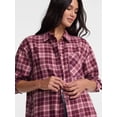 thumbnail image 4 of No Boundaries Plaid Flannel Shirt with Long Sleeves, Women's XXS-XXL, 4 of 5