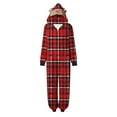 thumbnail image 3 of Odeerbi Christmas Onesie Pajamas for Family Holiday Sleep Jumpsuit Long Sleeve Family Christmas Pajamas Matching Sets Mom Fashion Lattice Print Plush Jumpsuit Sleepwear PJs Set Red, 3 of 7
