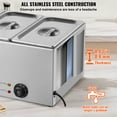 thumbnail image 5 of KFFKFF 3-Section Professional Food Heating Station, 17.4QT Electric Buffet Server, 1200W, Stainless Steel, with Temperature Adjustment 86-185°F for Event Catering and Dining Venues, Silver, 5 of 9