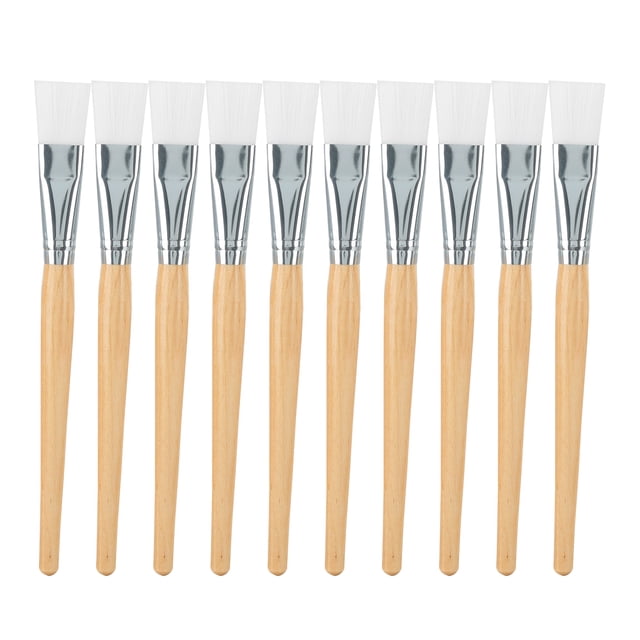 Cepillos para mascarillas faciales, aplicador de barro suave para cabello, herramienta de cuidado de la piel DIY con mango de madera