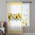 thumbnail image 4 of Sunflower Sheer Curtains 54 Inches Long, Yellow Flowers Yellow Plaid Farmhouse Light Filering Curtains, Breathable Simi Curtain Privacy Drapes for Kitchen Bathroom Lightweight Small Window Treatment, 4 of 9